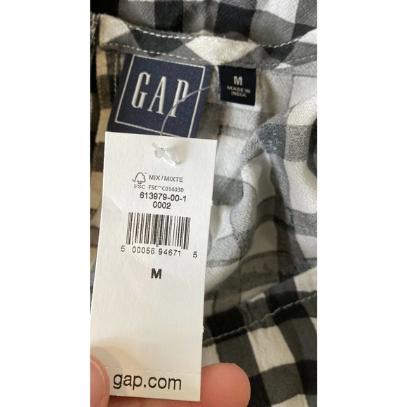 NWT GAP Gingham Check Long Sleeve Peplum Blouse M - Picture 3 of 7
